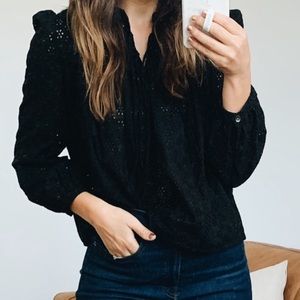 Madewell NWOT Eyelet Lace Tie Neck blouse